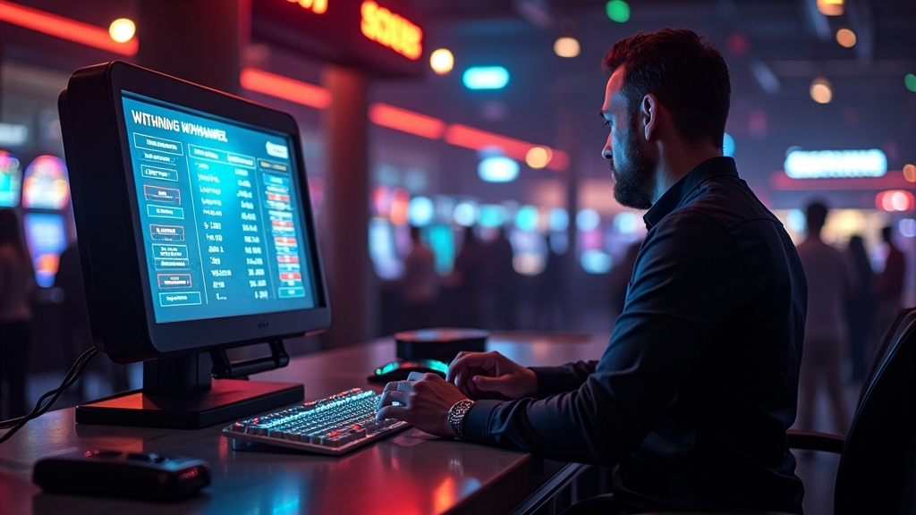 Player checking withdrawal status on a glowing casino cashier screen